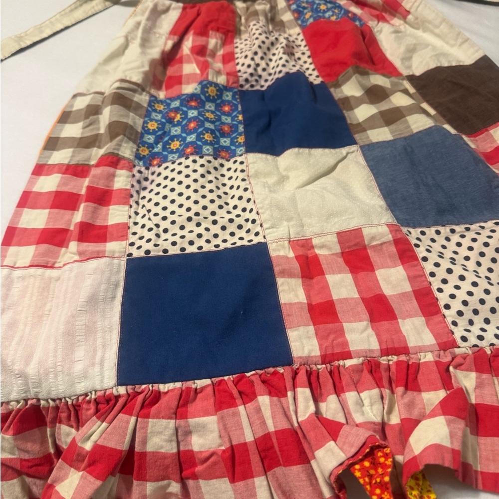 Vintage Reversible Patchwork Apron With Ties- Han… - image 3